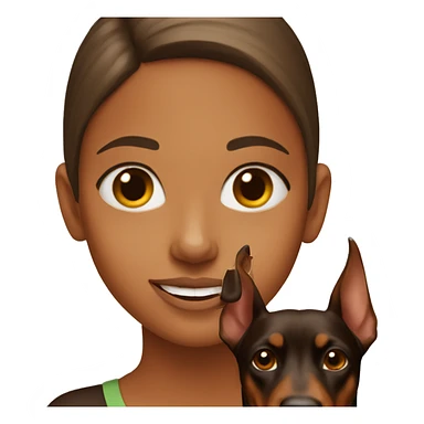 girl with brown doberman  sticker