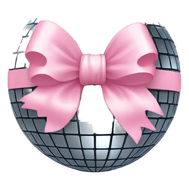 disco ball with a light pink bow on top of it  sticker
