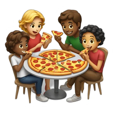Friends eating pizza together sticker