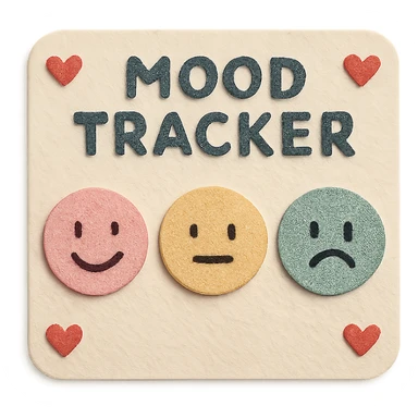 soft pastel soft mood tracker with round smiley faces, tiny heart accents sticker