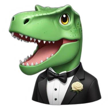 a T-Rex with a tuxedo sticker