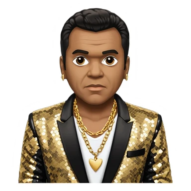 Ronald Isley with black sequin jacket, shirtless with necklace  sticker