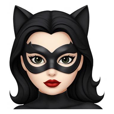 Cat woman  black eyes with black eyeliner dark hair big lips  sticker