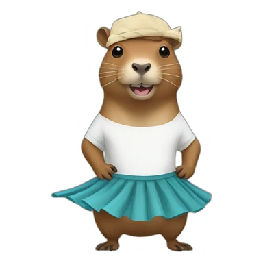 capybara with Rambo headband, shark teeth, wearing a ballet skirt sticker