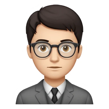 зомбы молодой мужчина с темными волосами в очках с серыми глазами в очеах з прической mob cut sticker