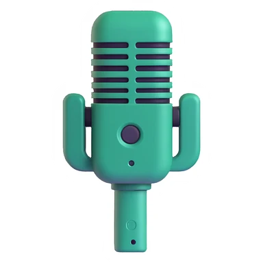 dark green radio microphone, front view, simple shapes, 3D emoji style, no text sticker
