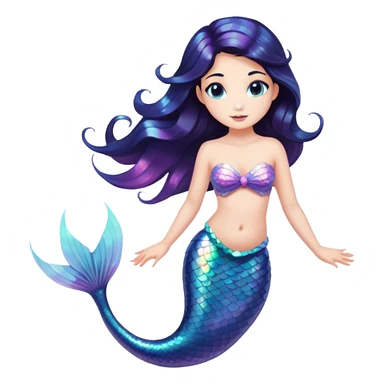 Mermaid with dark hair and holographic tail sticker