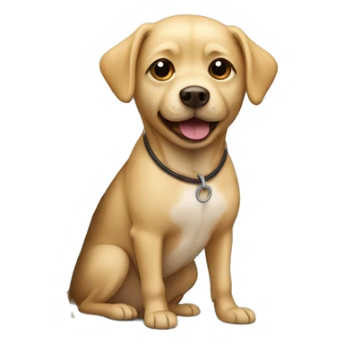 A small blonde dog in a tent  sticker