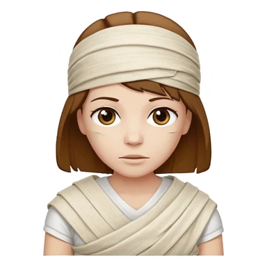 Mummy, his clothes:white T-shirt, brown hair sticker