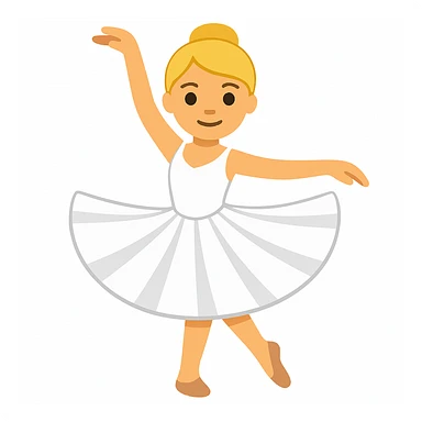 Make another blonde female ballet dancer in a white dress, similar style and pose to the reference image, in emoji style. The style should mimic the look of apple style emojis with simple and concise features. sticker