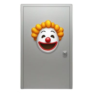 Door with clown sticker