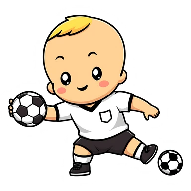 Baby playing soccer sticker