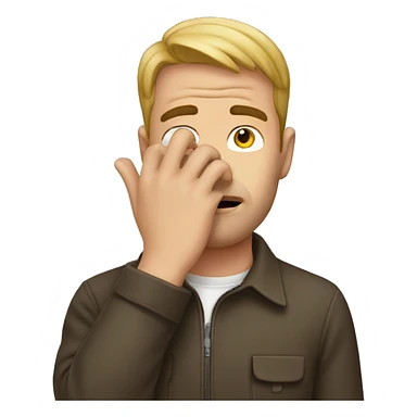 man putting both hand in his face, only see his eyez sticker