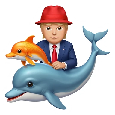 trump at walmart while riding a dolphin and eating goldfish  sticker
