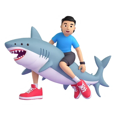 sports person in sneakers with a shark head sticker