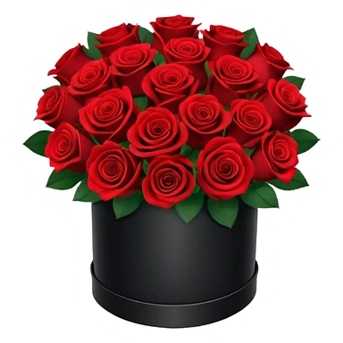 bouquet of 15 red roses in a round black box  sticker