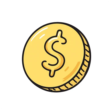 gold coin with dollar sign sticker