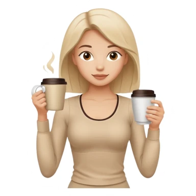 Girl in beige Pilates style holding coffee in her hands sticker
