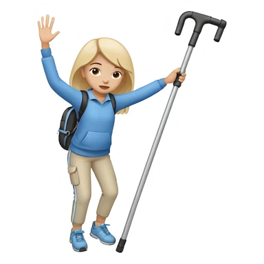 Girl dabbing with crutches on sticker