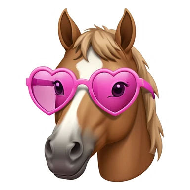 horse with pink heart sunglasses sticker
