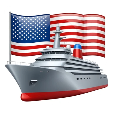 generate a very realistic American modern ship with flag sticker