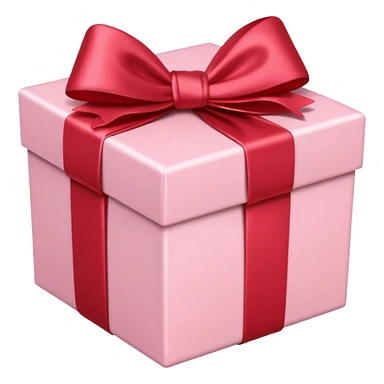 light pink gift box with red satin bow sticker