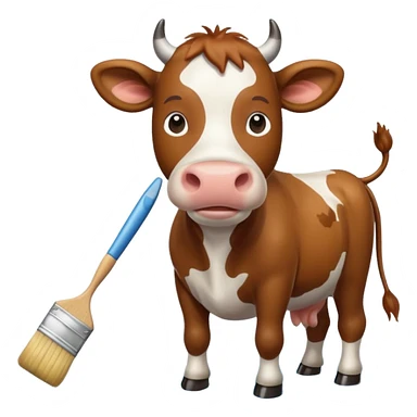 cow with a brush and water sticker