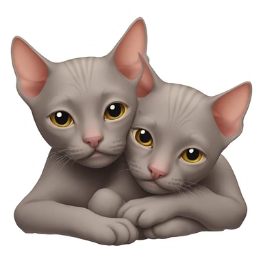 Two hairless cats snuggling  sticker