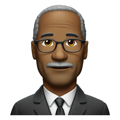 oj Simpson with small round face and suit and glasses and buzz cut and small black eyes and small gray beard and small black eyes and wrinkled forehead sticker