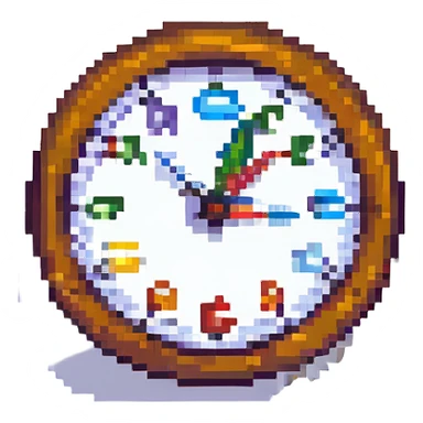 clock emoji, pixel art style, retro, clear face sticker