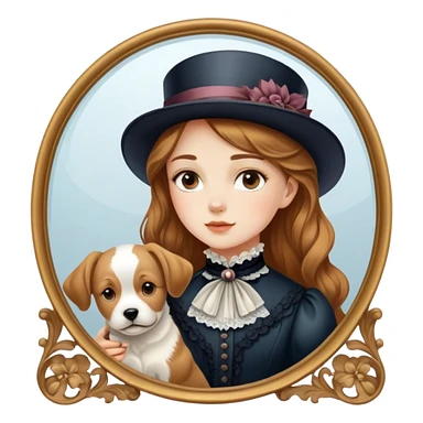 girl and dog reflection and victorian background  sticker