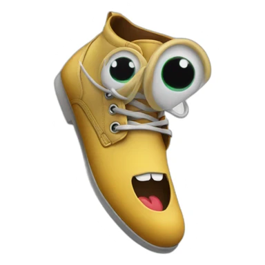 A shoe with eyes and a mouth sticker