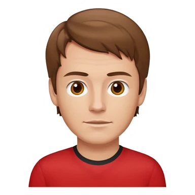 Murray Cook light brown hair, brown eyes, red shirt sticker