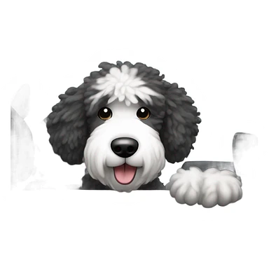 Sheepadoodle in a Mazda  sticker