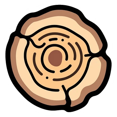 natural and renewable material: wood log with tree rings sticker