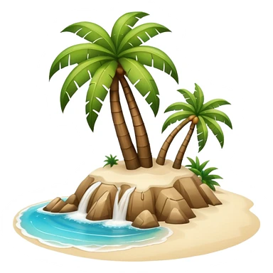 island with a coconut tree and beach sticker