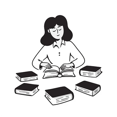 blonde woman with textbooks sticker