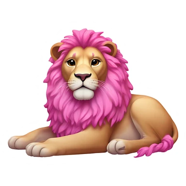 Fully Pink ombre lion lying down with glitter sticker