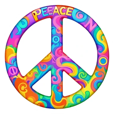 Brightly colored Psychedelic word “Peace” sticker