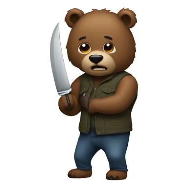 bear with knife sticker