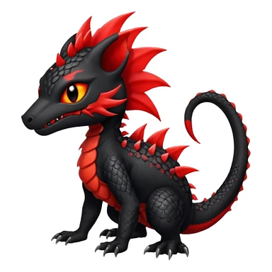 Shiny cool badass Fiery gothic evil black and red salandit-Liten-torracat with a red Mohawk  sticker