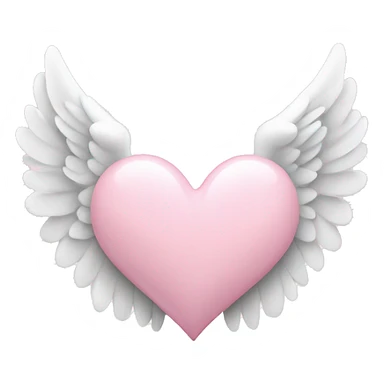 Light pink heart with white angel wings sticker