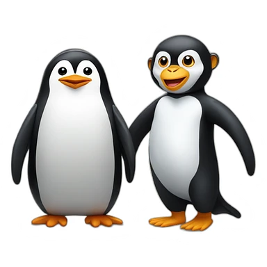 Penguin and monkey sticker
