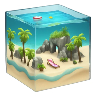 beach landscape on cube aquarium sticker