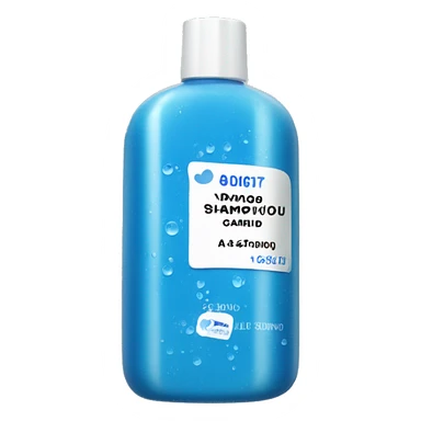 Blue Shampoo with a label that says Dandruff sticker