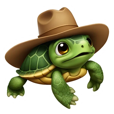 A turtle with a cowboy hat sticker