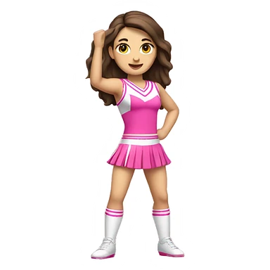 Brunette Caucasian cheerleader in pink, full body sticker