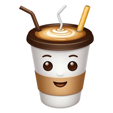 coffee with a straw sticker