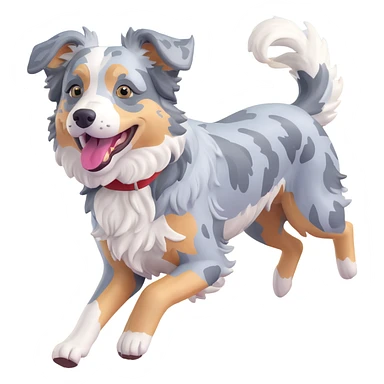 berger américain merle bleu en train de courir sur plage  sticker