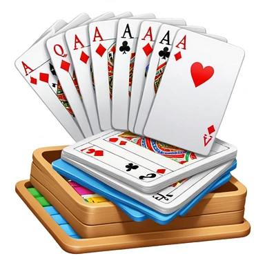 Canasta card game with a pile of cards and score pad sticker